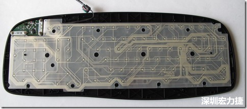 現(xiàn)在的電腦鍵盤拆開被蓋后就只看到一片約5mmx3mm的電路板及兩片取代原本電路板的PTF。